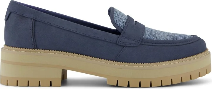 Cara Loafer Dark Sky Leather and Denim Flat