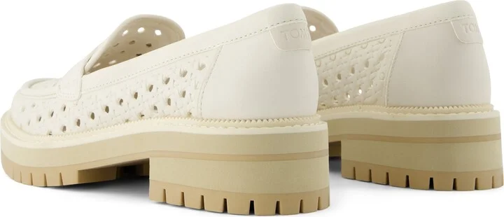 Cara Loafer Light Sand Leather Embossed Perforated Flat - Image 5