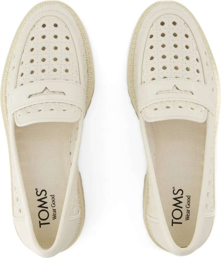 Cara Loafer Light Sand Leather Embossed Perforated Flat - Image 6