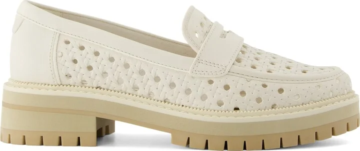 Cara Loafer Light Sand Leather Embossed Perforated Flat