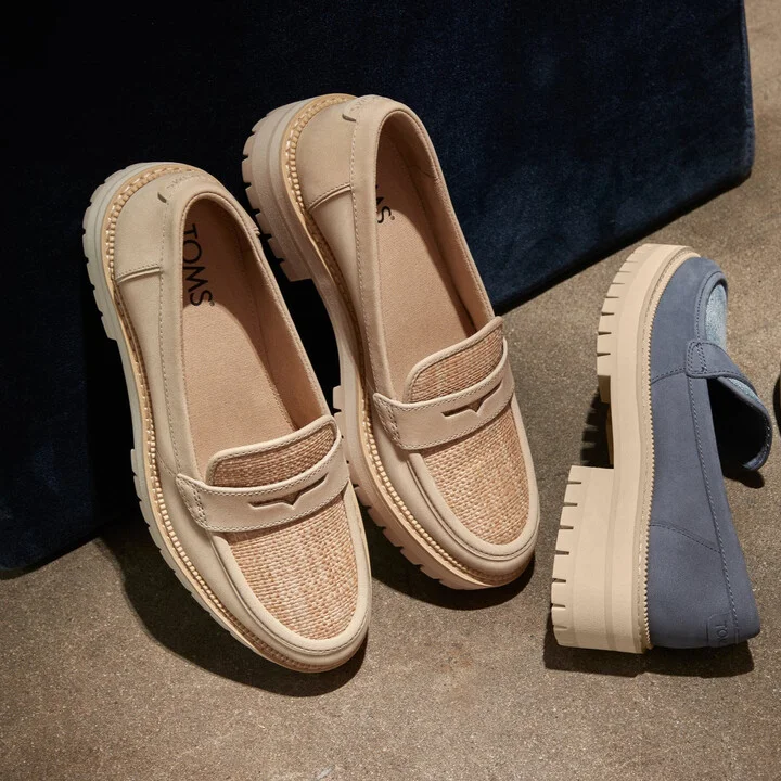 Cara Loafer Natural Almond Leather and Rafia Flat - Image 2