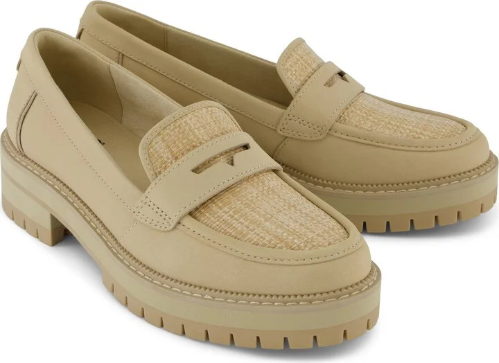 Cara Loafer Natural Almond Leather and Rafia Flat - Image 3