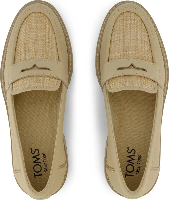 Cara Loafer Natural Almond Leather and Rafia Flat - Image 5