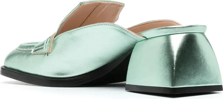 Cara metallic block-heel mules - Image 3