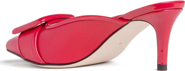 Cara Red Leather Comfortable Dressy Evening Day Mule - Image 3