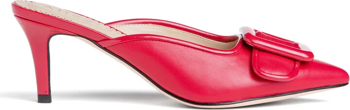 Cara Red Leather Comfortable Dressy Evening Day Mule - Image 4