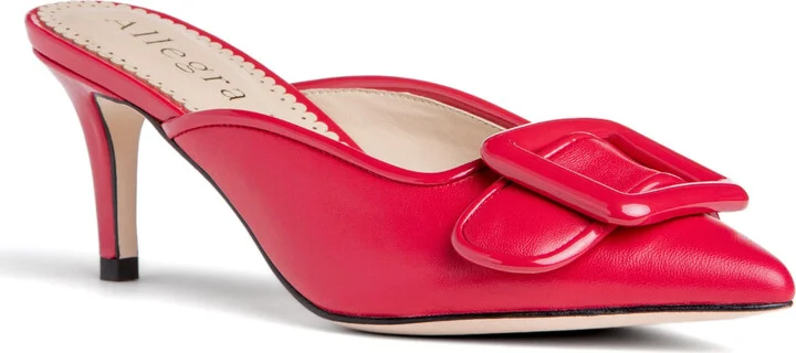 Cara Red Leather Comfortable Dressy Evening Day Mule