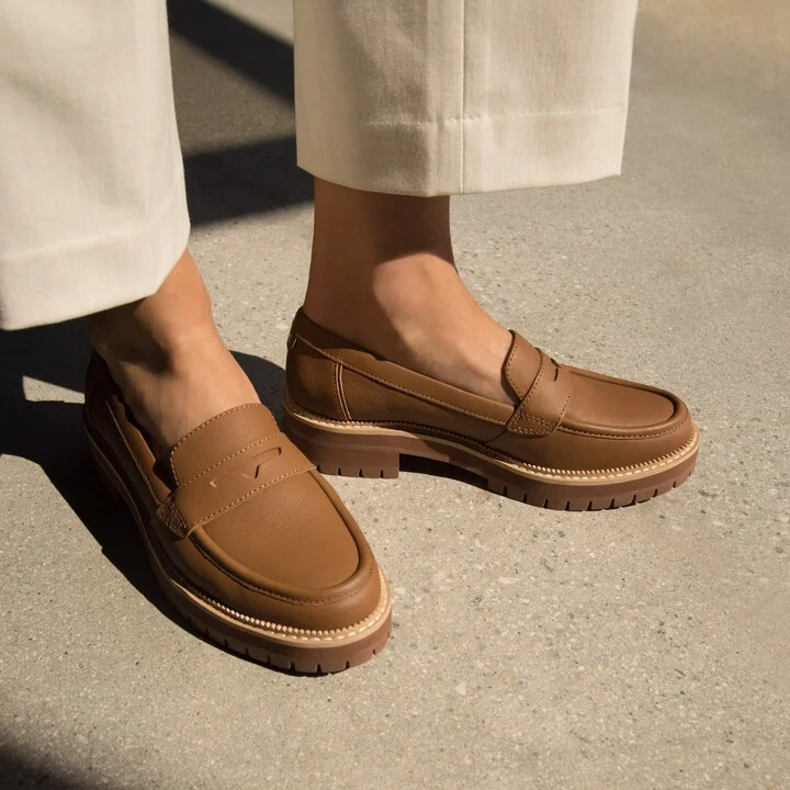 Cara Tan Leather Loafer Flat - Image 2