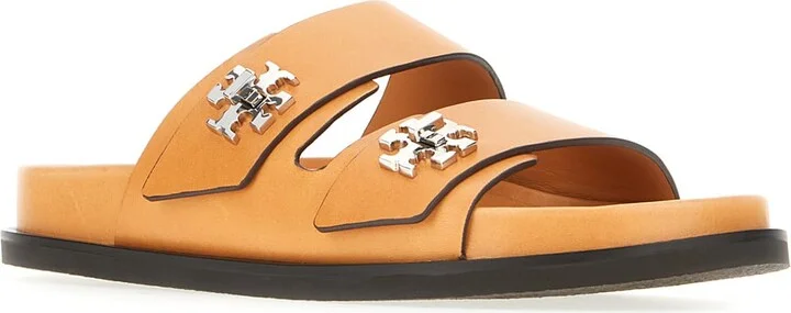 Caramel Leather Slider Sandals - Image 2