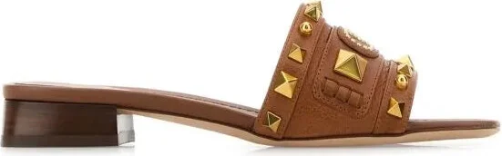 Caramel leather slippers