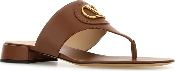 Caramel Leather Vlogo Thong Slippers - Image 2