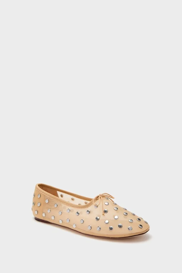 Caramel Mesh With Silver Studs Landon Flats