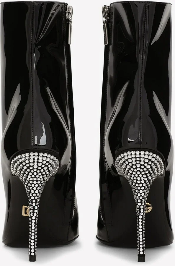Cardinale 105 Crystal Ankle Boots in Patent Leather - Image 2