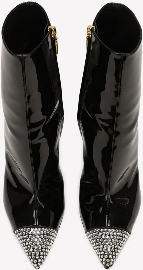 Cardinale 105 Crystal Ankle Boots in Patent Leather - Image 3