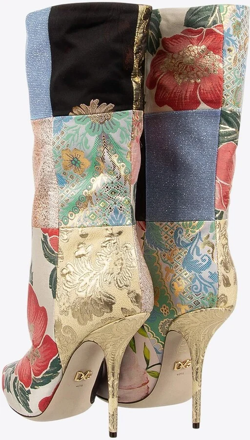 Cardinale 115 Flower Brocade Patchwork Boots - Image 2