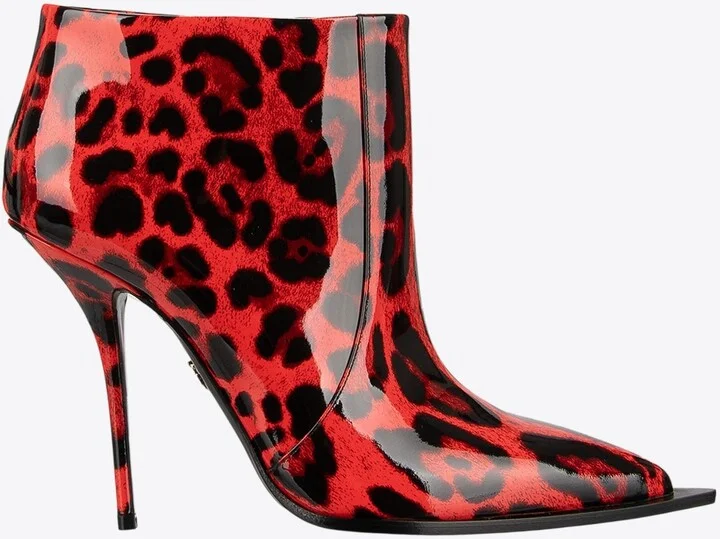 Cardinale 115 Leopard Print Patent Leather Boots