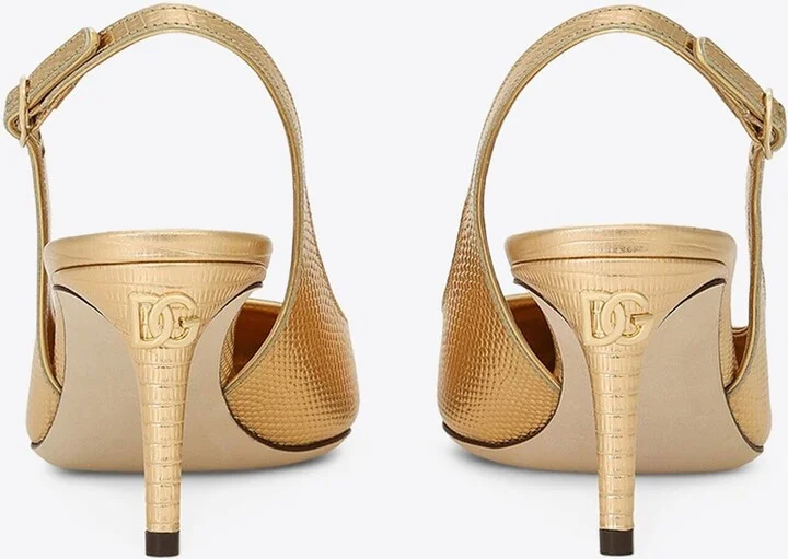 Cardinale 60 Metallic Slingback Pumps in Iguana Print Leather - Image 2