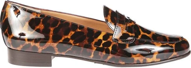 Carel 2100 Leopard-Printed Almond Toe Penny Loafers
