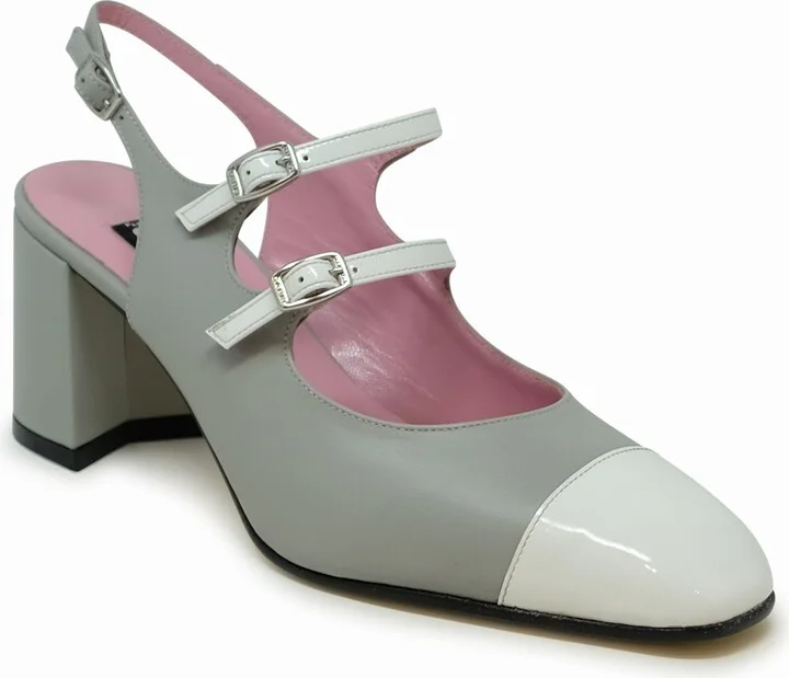 Carel Paris Grey And White Leather Ballet Pumps - Image 2