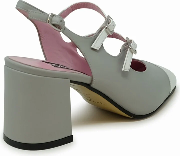 Carel Paris Grey And White Leather Ballet Pumps - Image 3