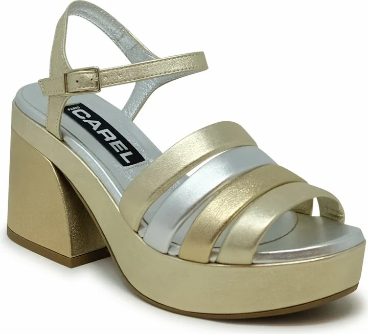Carel Paris Silver And Gold Leather Platform Pumps - Image 2