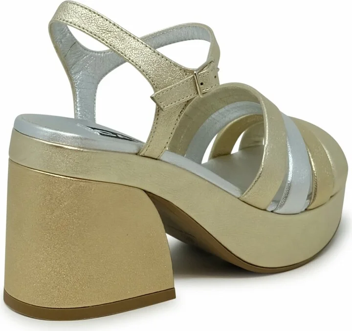 Carel Paris Silver And Gold Leather Platform Pumps - Image 3