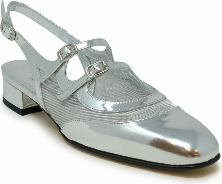 Carel Paris Silver Leather Ballet Pumps - Image 2