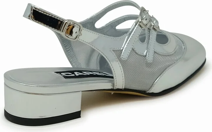 Carel Paris Silver Leather Ballet Pumps - Image 3