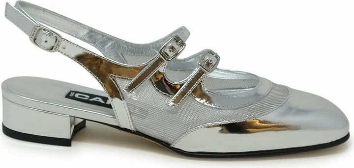 Carel Paris Silver Leather Ballet Pumps