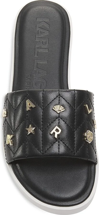 Carenza Quilted Leather Flat Sandals - Image 5