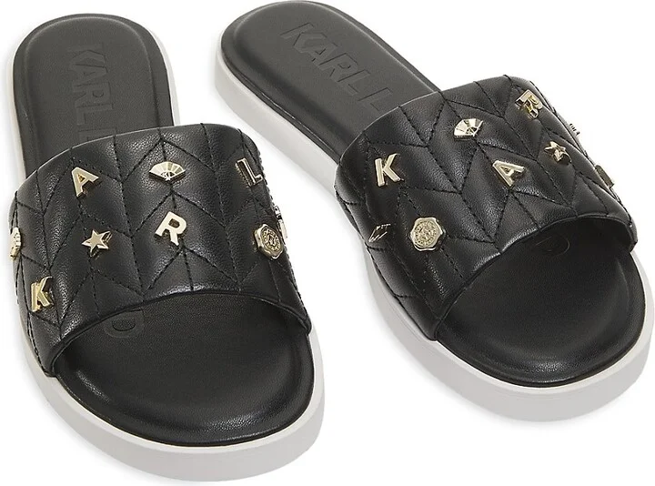 Carenza Quilted Leather Flat Sandals - Image 6