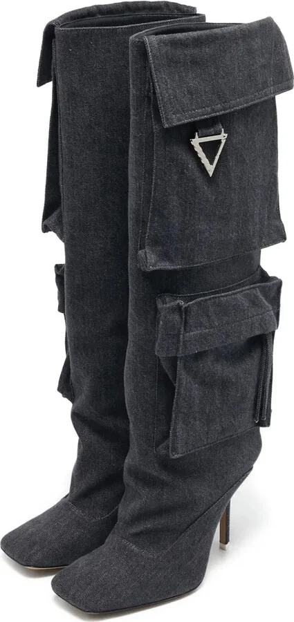 Cargo-Pocket Knee-High Boots
