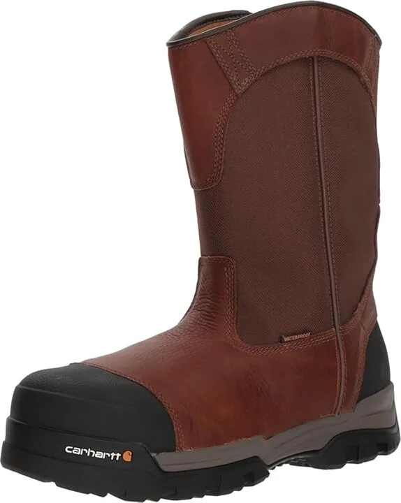 Carhartt 10 Waterproof Comp Toe Pull-On Work Boot Men's Work Boots Brown Leather : 8 D - Medium, Textile/Leather - Image 2
