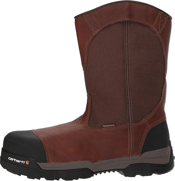 Carhartt 10 Waterproof Comp Toe Pull-On Work Boot Men's Work Boots Brown Leather : 8 D - Medium, Textile/Leather - Image 7
