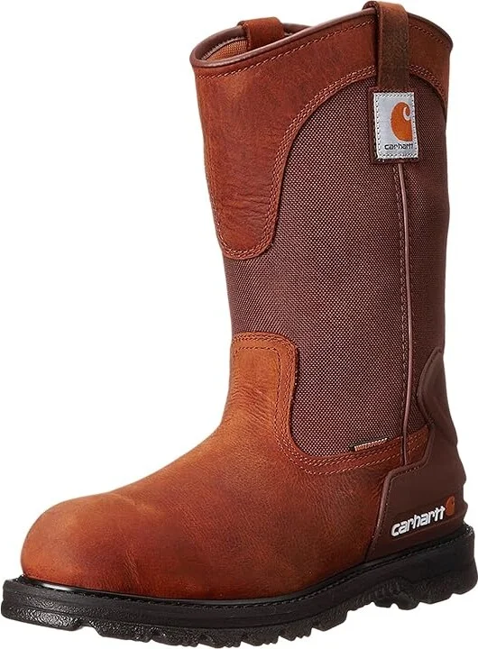 Carhartt 11 Waterproof Non-Safety Toe Wellington Boot Men's Work Pull-on Boots Bison Brown : 8.5 D - Medium, Cordura/Leather/Textile - Image 2