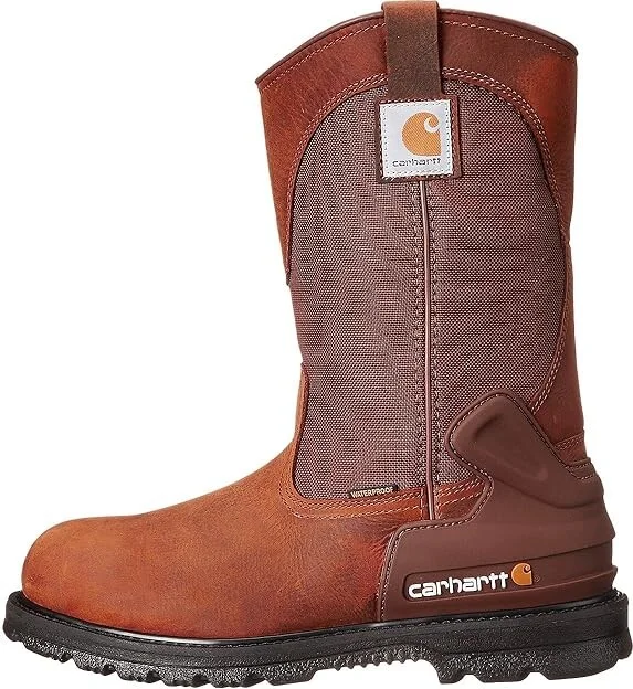 Carhartt 11 Waterproof Non-Safety Toe Wellington Boot Men's Work Pull-on Boots Bison Brown : 8.5 D - Medium, Cordura/Leather/Textile - Image 7