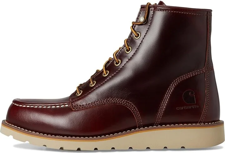 Carhartt 6 Moc Toe Wedge Boot Men's Work Boots Red Brown : 14 D - Medium, Leather - Image 6