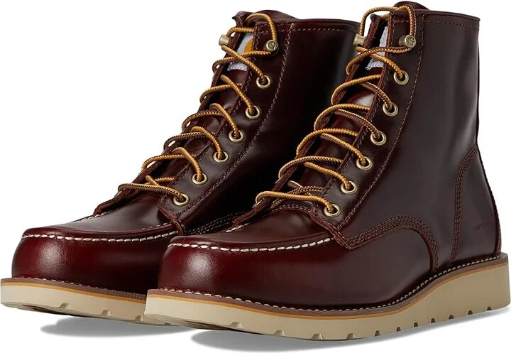 Carhartt 6 Moc Toe Wedge Boot Men's Work Boots Red Brown : 14 D - Medium, Leather