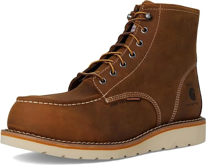 Carhartt 6 Waterproof Moc Nano Toe Wedge Work Boots Men's Hiking Boots Light Brown : 9.5 E - Wide, Leather/Rubber - Image 5