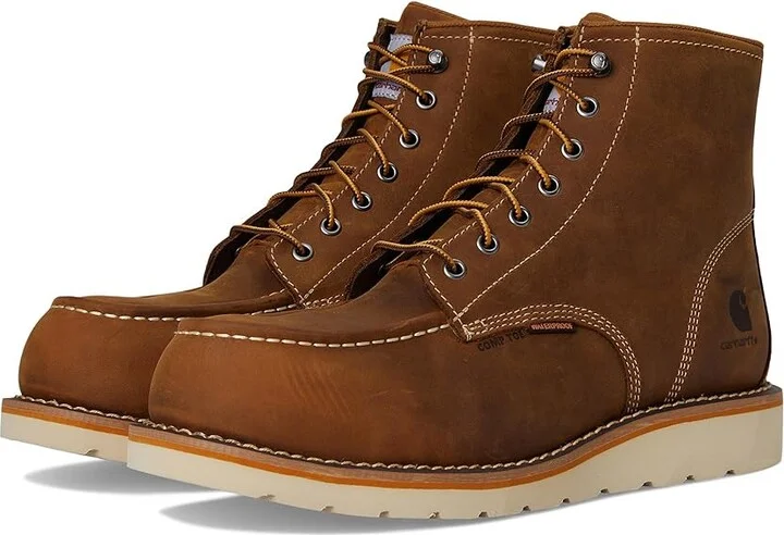 Carhartt 6 Waterproof Moc Nano Toe Wedge Work Boots Men's Hiking Boots Light Brown : 9.5 E - Wide, Leather/Rubber