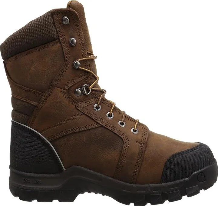 Carhartt 8 Waterproof Composite Toe Internal Metatarsal Guard Work Boot Men's Work Boots Dark Brown Oil Tanned : 12 D - Medium, Leather - Image 7