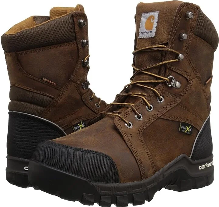 Carhartt 8 Waterproof Composite Toe Internal Metatarsal Guard Work Boot Men's Work Boots Dark Brown Oil Tanned : 12 D - Medium, Leather