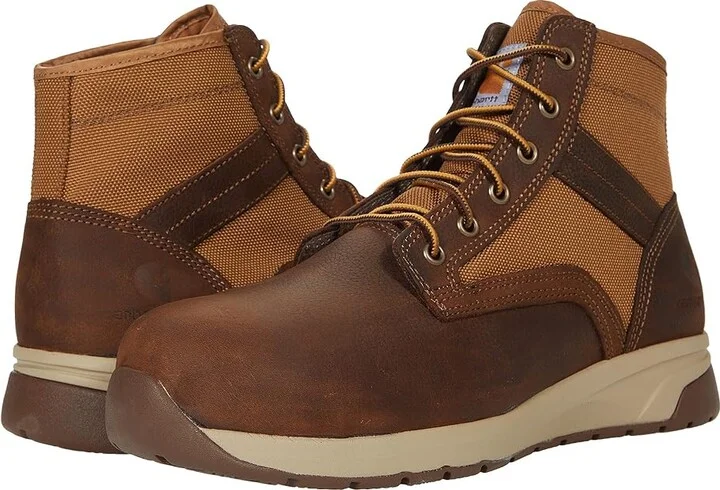 Carhartt Force 5 Lightweight Sneaker Boot Nano Comp Toe Men's Shoes Brown Leather/Tan Duck : 8 D - Medium