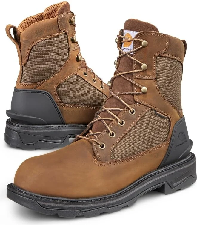 Carhartt Ironwood Waterproof Safety Toe Work Boots for Men - 8-inch Reinforced Oil-Tanned Leather with Breathable Membrane