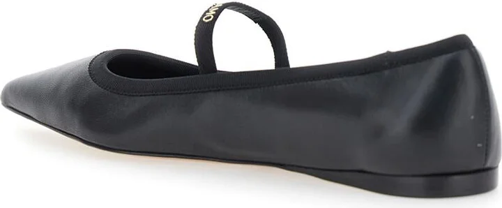 'Carice' Black Ballet Shoes With Ribbon Detail And Logo Lettering On The Front In Leather Woman - Image 2