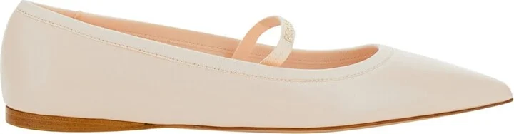 'carice' Pink Ballerinas With Tie-ankle Laces In Leather Woman