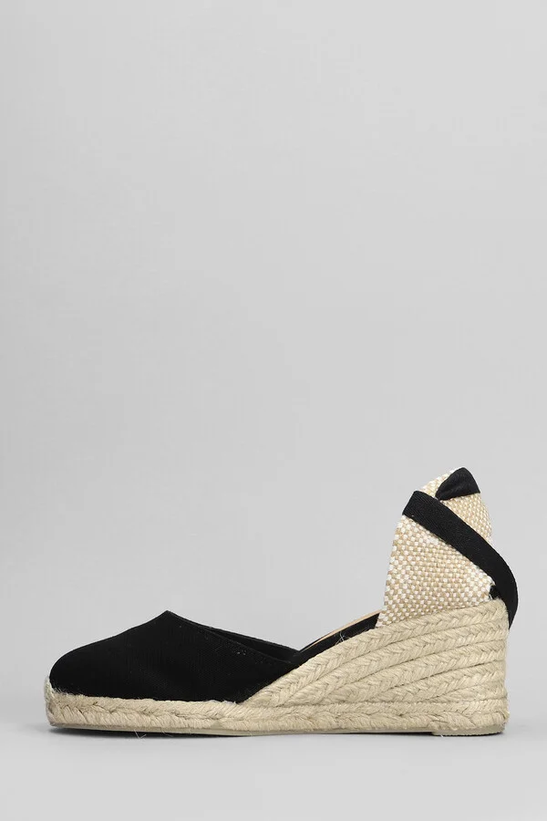 Carina-6-001 Wedges In Black Canvas - Image 3