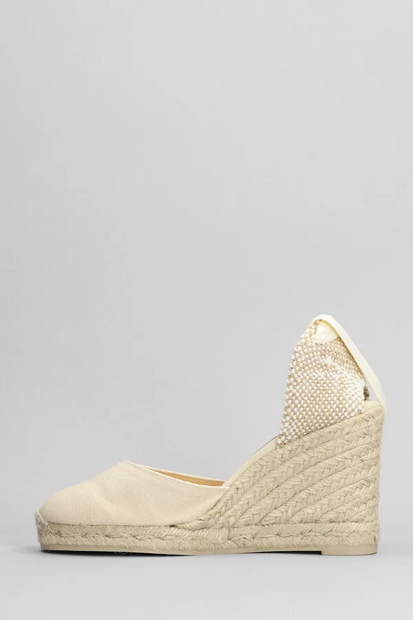 Carina-8-001 Wedges In Beige Canvas - Image 3