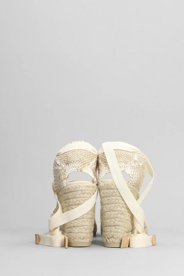 Carina-8-001 Wedges In Beige Canvas - Image 4
