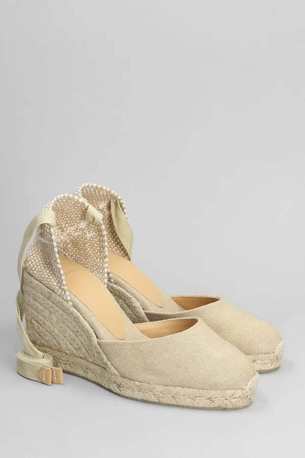 Carina-8-002 Wedges In Beige Canvas - Image 2